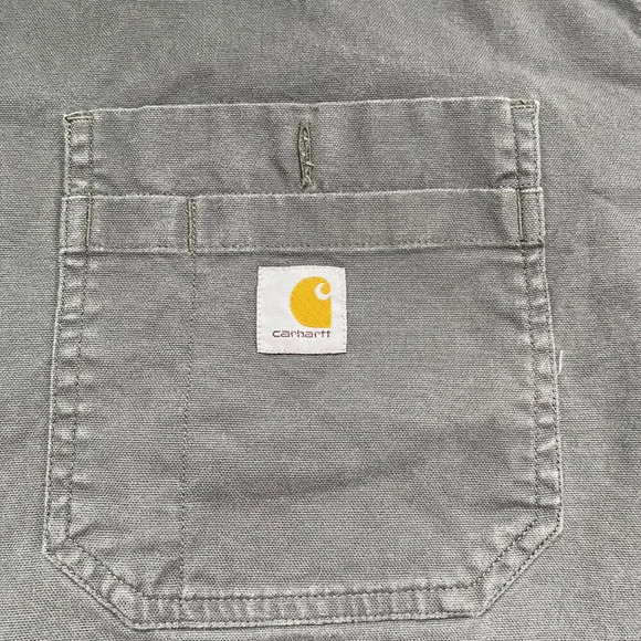 Mens Rugged Flex Relaxed Fit Carhartt Dark Grey Work Shirt - Picture 3 of 6